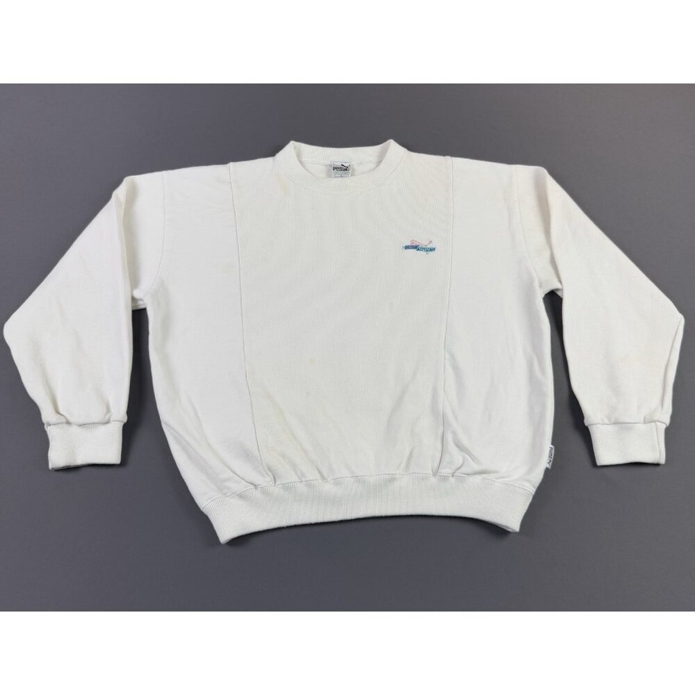 Rare Vintage 80s Puma Action White Crewneck Sweater Made In West Germany Sports